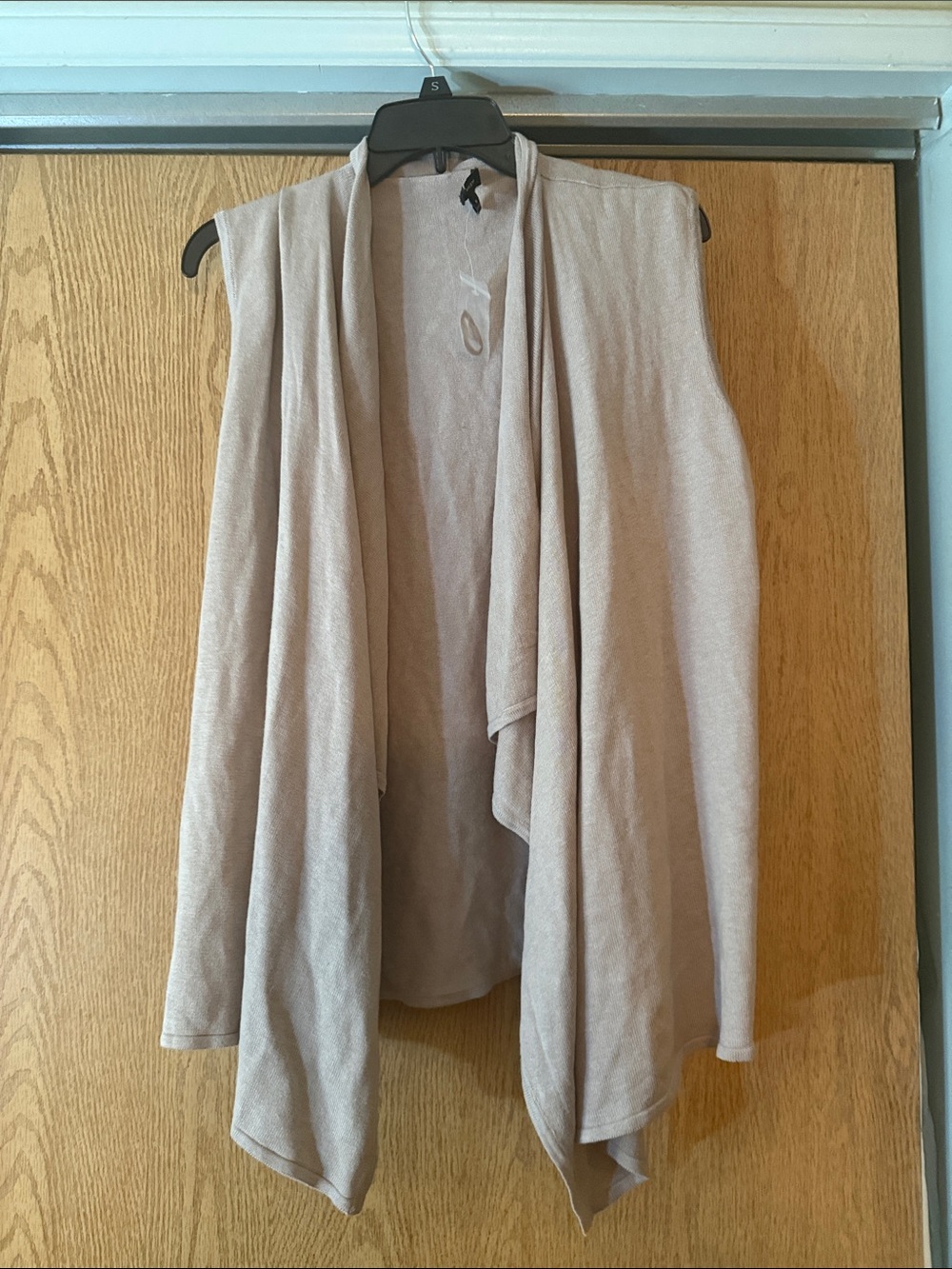 H by Halston Dusty Taupe Open-Front Draped Sleeveless Cardigan